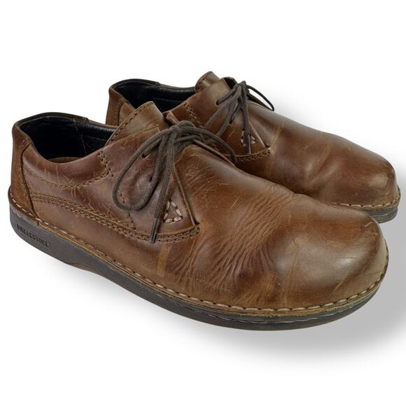 Birkenstock Footprints Memphis Oxford Brown Leather Suede Lace Up Casual 41 / 8 - Picture 2 of 13